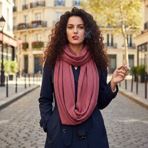 Lululemon Vinyasa Scarf Rulu Pink Striped Infinity Wrap Snaps